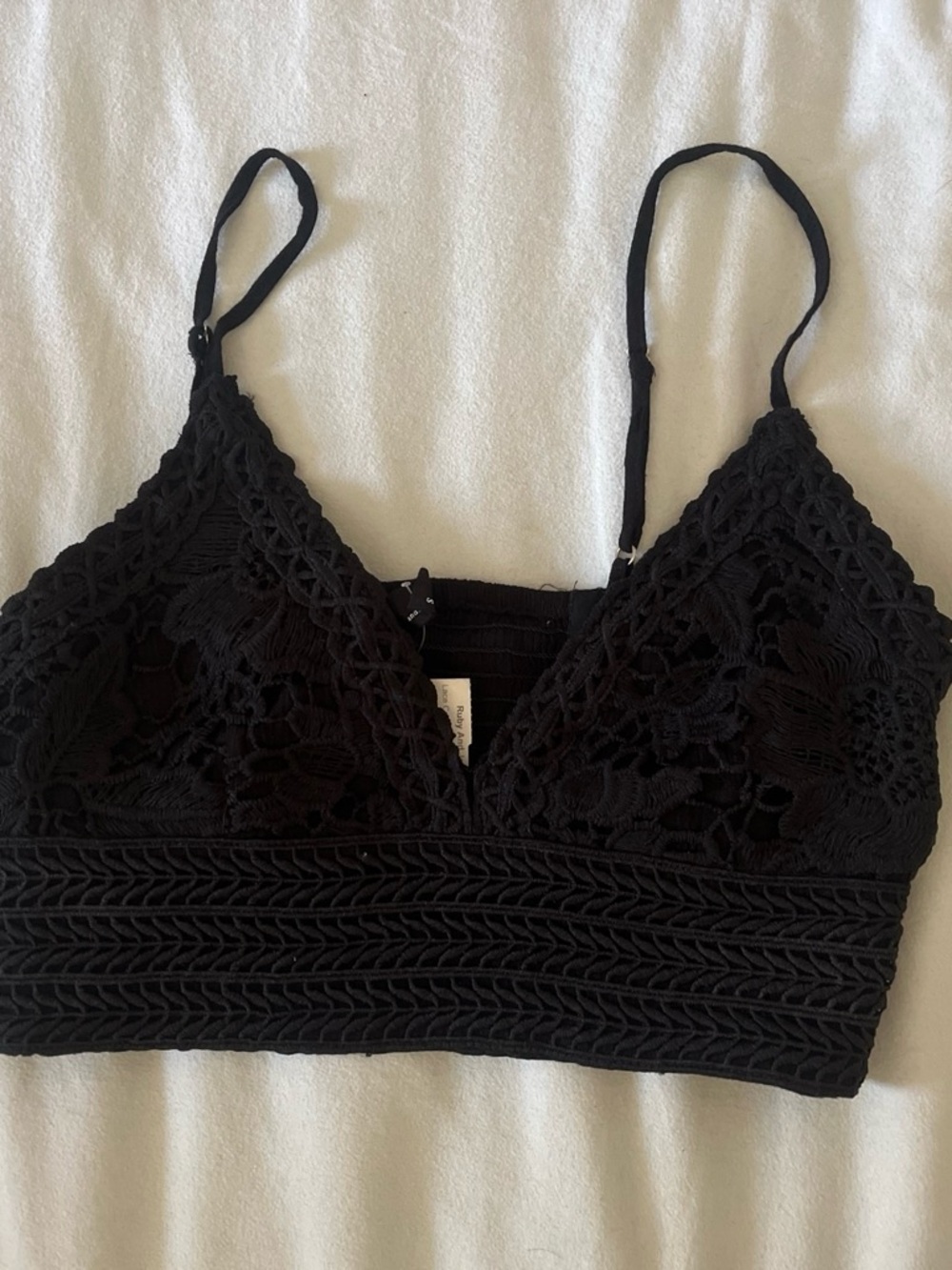 Black Crochet Lace Bralette with Wide Underband